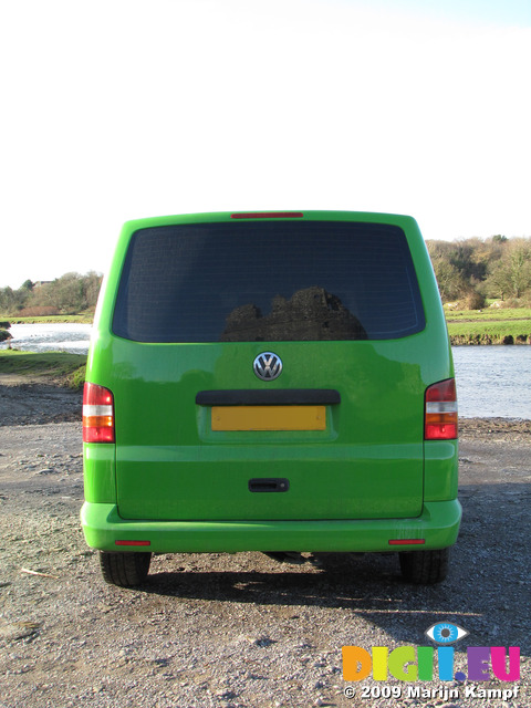 SX11143 Green Mean Camping Machine VW T5 campervan at Ogmore Castle